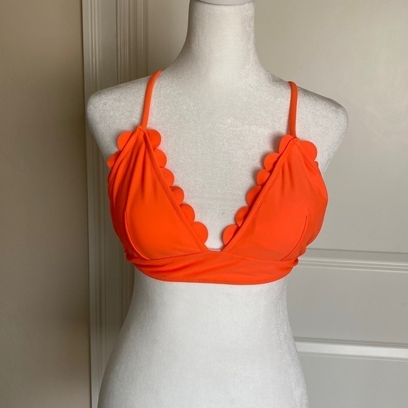 CUPSHE Bikini Cheeky Bottom ruffle top Swim Suit Beach pool summer Orange Sz M - Picture 2 of 8